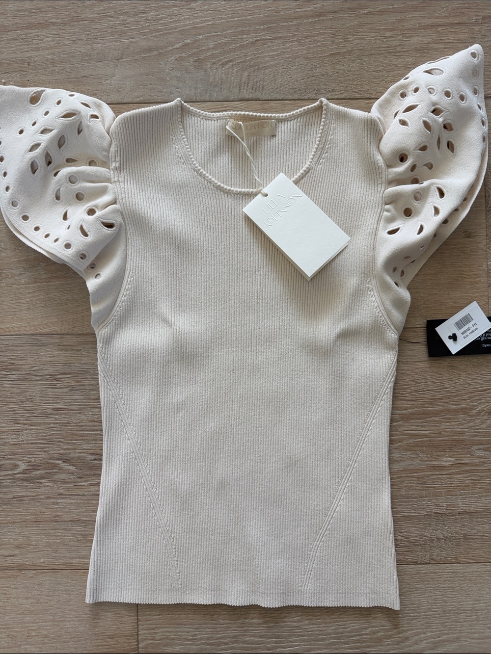 Ulla Johnson Cream Puff-Sleeve Knit Top